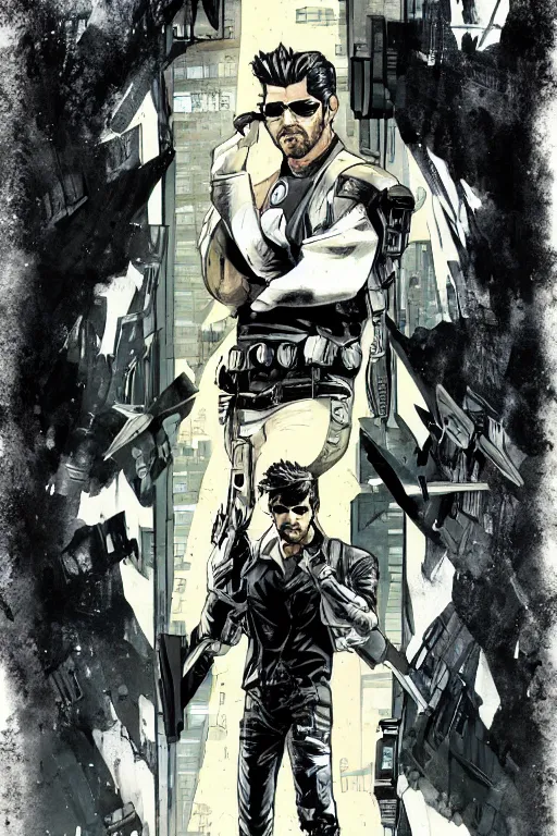 Image similar to adam jensen on a book cover by will eisner