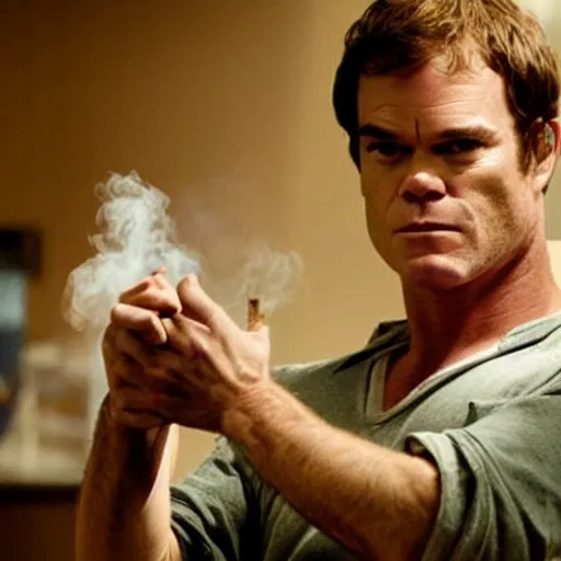 Image similar to Dexter Morgan smoking a cigar