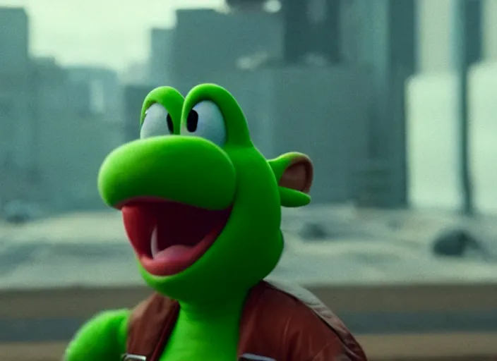 Image similar to film still of yoshi in the new sci - fi movie, 8 k