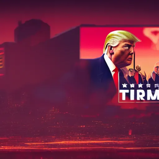 Image similar to Donald Trump shooting Hitler, synthwave, high details, 8k, sharp, realistic