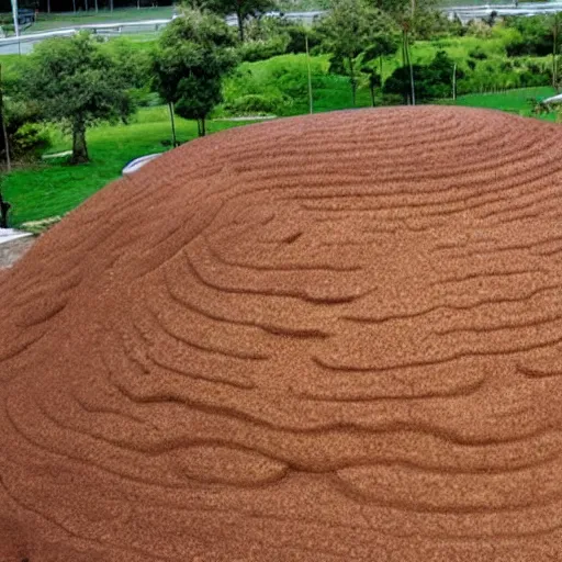 Prompt: a giant anthill in the shape of a school