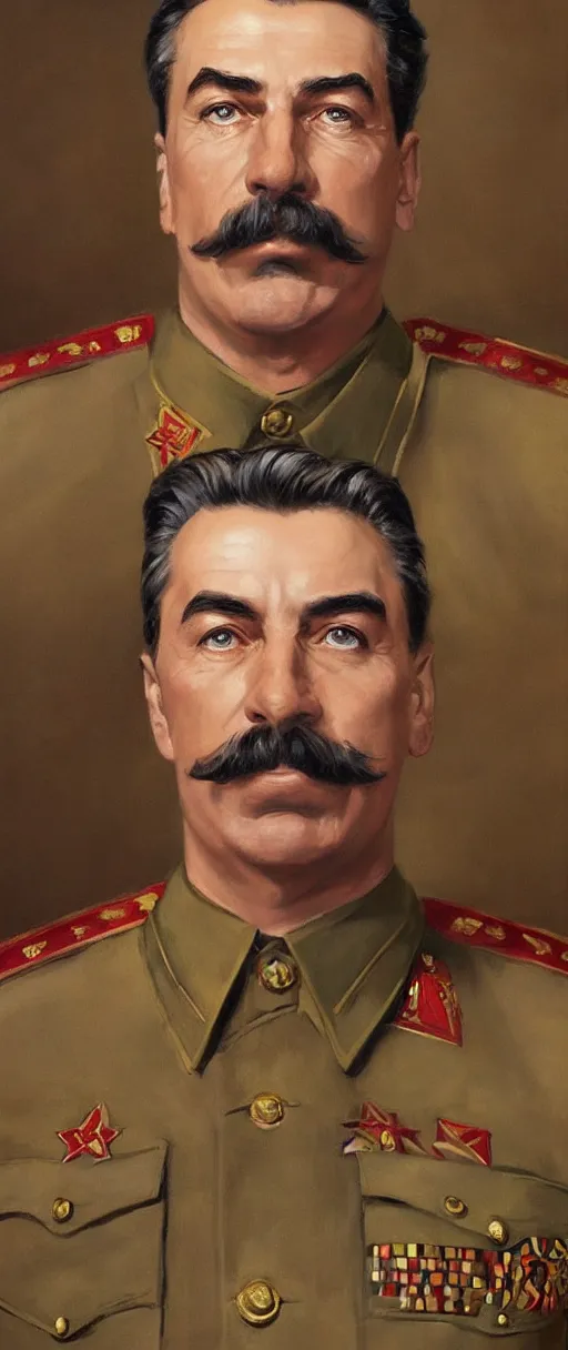 Image similar to portrait of joseph stalin as a staring into the camera, artstation, elegant, highly detailed, art by Donato Giancola, Joseph Christian Leyendecker, WLOP, Boris Vallejo, Artgerm