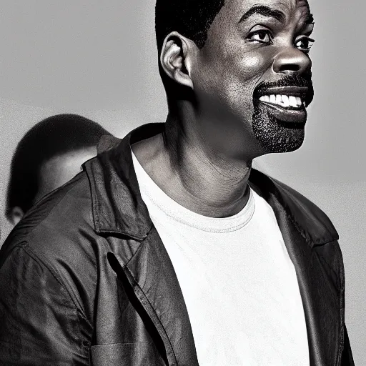 Image similar to chris rock is seen face slapping will smith, shadow harsh lights, dramatic scene, hyper detailed, digital art, trending in artstation, cinematic lighting, studio quality, smooth render, unreal engine 5 rendered, octane rendered