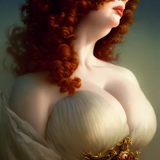 Prompt: christina hendricks in mad men, baroque painting, intricate, elegant, highly detailed, centered, digital painting, artstation, concept art, smooth, sharp focus, illustration, artgerm, tomasz alen kopera, peter mohrbacher, donato giancola, joseph christian leyendecker, wlop, boris vallejo