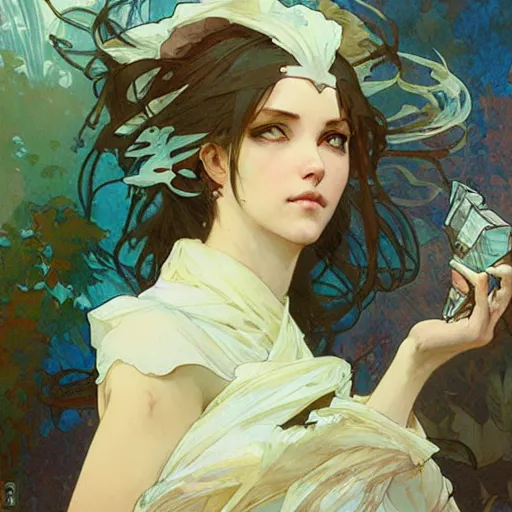 Image similar to Krenz Cushart, Greg Rutkowski, Alphonse Mucha