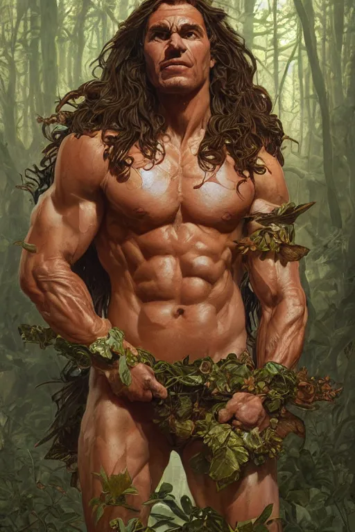 Prompt: portrait of olivier richters as a hulking herculean demon, forest, godlike, full body, fantasy, intricate, elegant, highly detailed, digital painting, artstation, concept art, sharp focus, illustration, art by artgerm and greg rutkowski and alphonse mucha