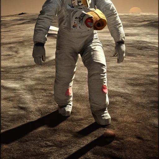 Image similar to apollo 8 earthrise astronaut as a cowboy, octane render, blender render, unreal engine, 3 5 mm