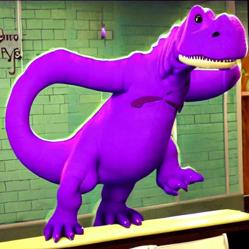 Image similar to barney the dinosaur