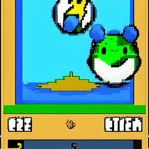 Image similar to pokemon trainer with his caterpie in a beach, pixelart,