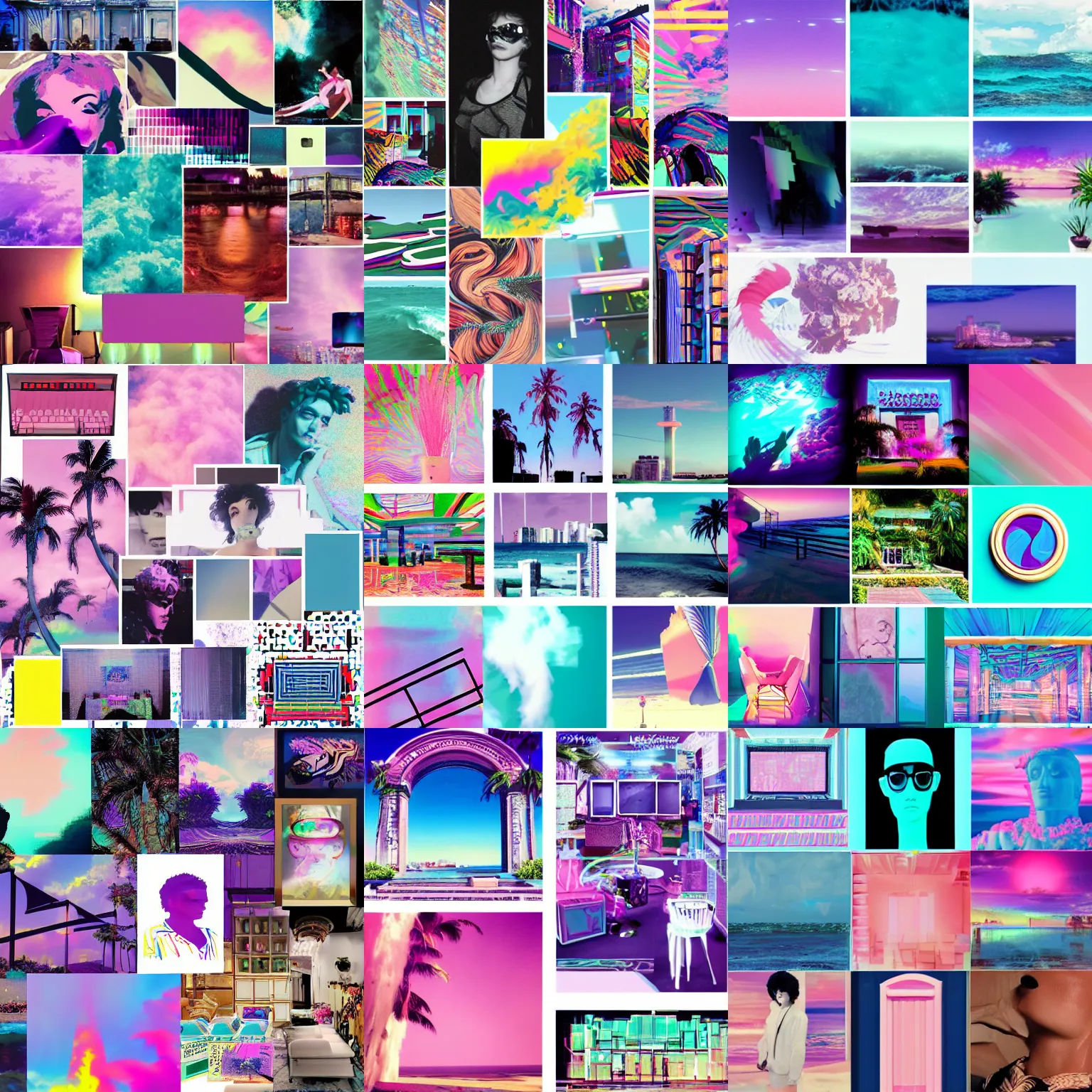 Prompt: vaporwave moodboard image