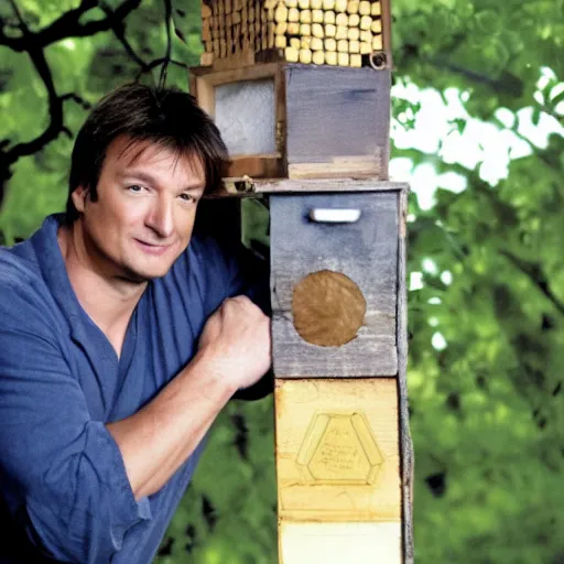 Image similar to Nathan Fillion protecting a bee hive portal