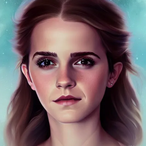 Image similar to Beautiful Painting of Emma Watson by Charlie Bowater, digital fantasy portrait