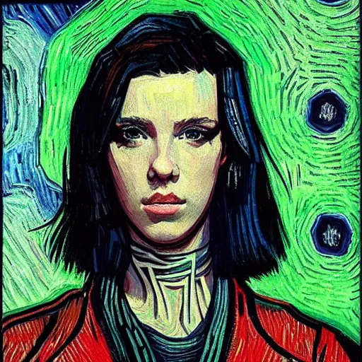 Prompt: Cyberpunk Millie Bobby Brown by Vincent Van Gogh