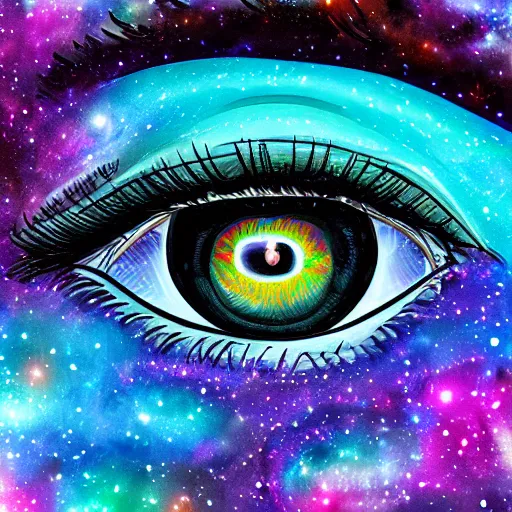 Prompt: galaxy in the eye 👁️ , high quality, high details, digital art,