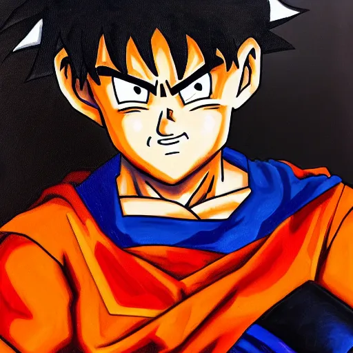Prompt: oil painting of Goku posing as napoleon