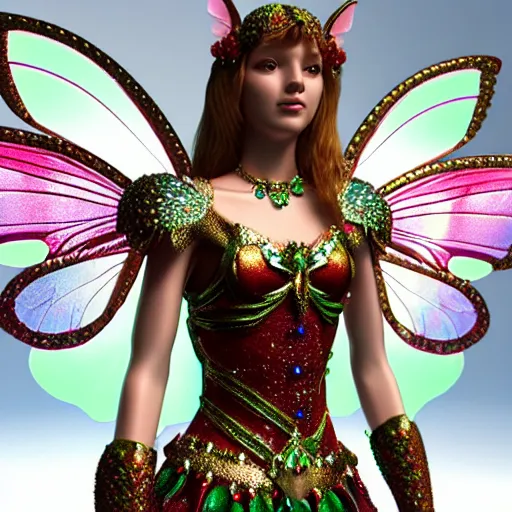 Prompt: photo of a real-life beautiful fairy with bejewelled armour , highly detailed, 4k