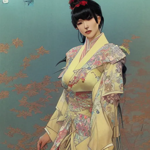 Prompt: a japanese showgirl with chinese cheongsam, digital concept art by artgerm, greg rutkowski and alphonse mucha, 8 k, hyper detailed