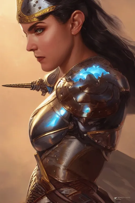 Image similar to amazon valkyrie athena, d & d, fantasy, portrait, highly detailed, headshot, digital painting, trending on artstation, concept art, sharp focus, illustration, art by artgerm and greg rutkowski and magali villeneuve