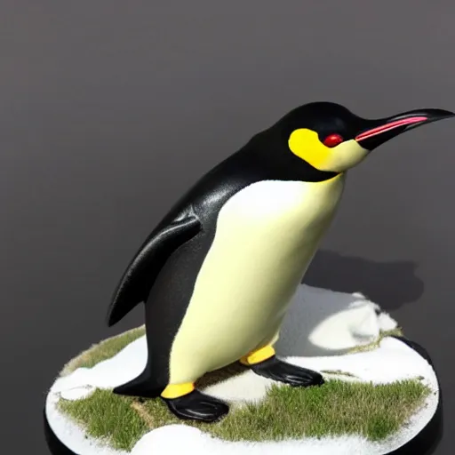 Prompt: Giant emperor penguin, painted wargaming miniature