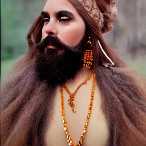 Image similar to Bearded woman. CineStill