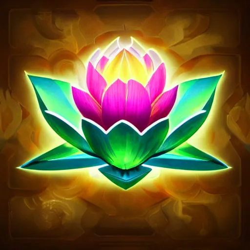 Image similar to lotus flower epic legends game icon stylized digital illustration radiating a glowing aura global illumination ray tracing hdr fanart arstation by ian pesty and katarzyna da bek - chmiel