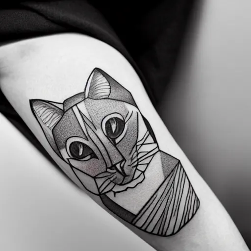 My first tattoo Geometric cat by Juan  Victory Ink derby ks  rtattoos