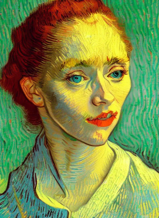 Image similar to portrait of a woman, detailed beautiful face in painting, detailed beautiful portrait, expressionist oil painting masterpiece, 8 k resolution, smooth, sharp focus, pastel color palette, trending on artstation, by van gogh