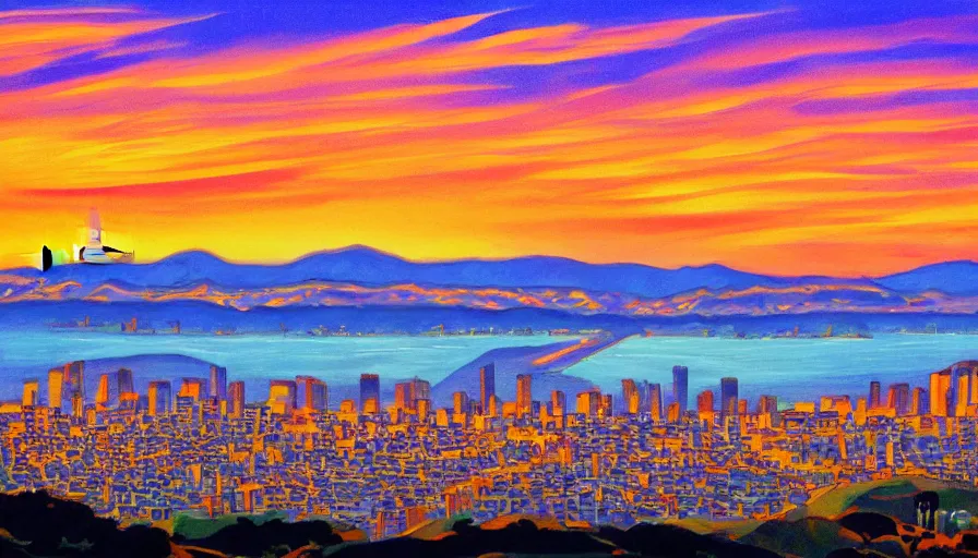 Image similar to sunset over the san francisco bay area by lisa frank