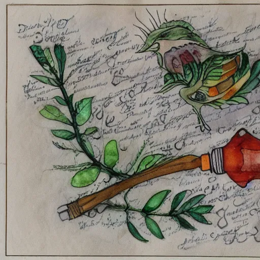 Image similar to a detailed illustration on alcohol ink on parchment