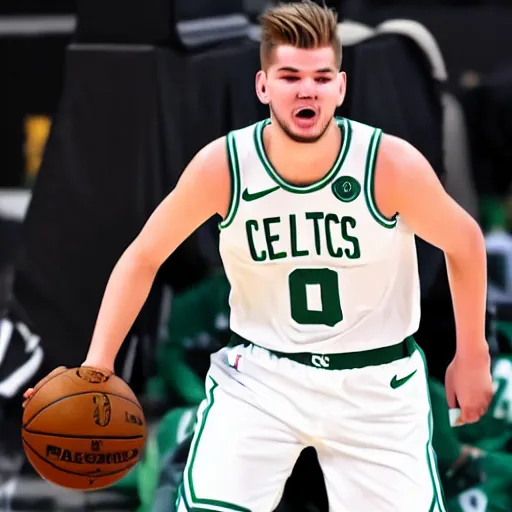 Image similar to luka doncic playing for the boston celtics