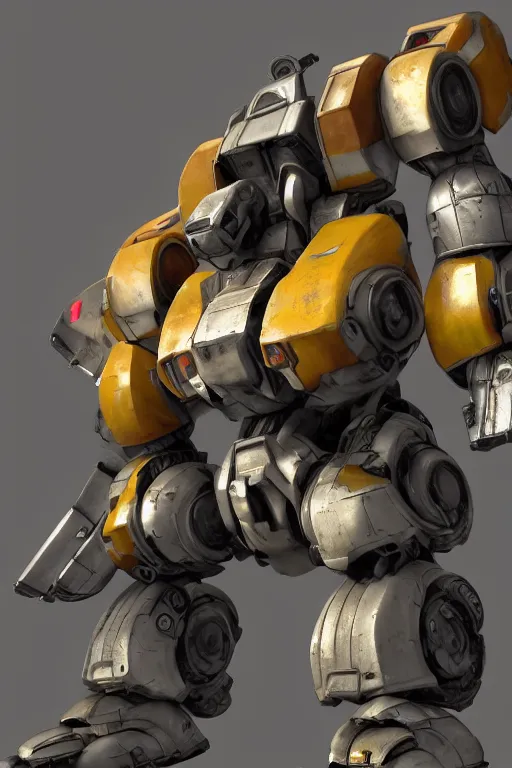 Image similar to mechwarrior 5 : mercenaries mech megaman transformer robot boss tank engine game octane render, 4 k, hd 2 0 2 2 3 d cgi rtx hdr style chrome reflexion glow fanart, global illumination ray tracing hdr fanart arstation by ian pesty by jesper ejsing pixar and disney unreal zbrush central hardmesh