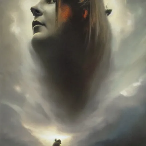 Prompt: ultra realistic portrait painting of the movie arrival, art by frank frazetta, vintage levi ’ s ad, stormy weather, dark vibes, 4 k, ultra realistic, highly detailed, epic lighting