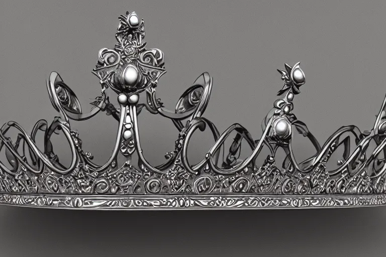 Image similar to ornate crown, 3d render ornate crown, dark background, octane render, unreal engine 5 3d render