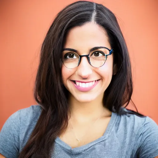 Prompt: olivia lopes from the h3 podcast posing to take a picture with her mouth tilted, high quality, photography