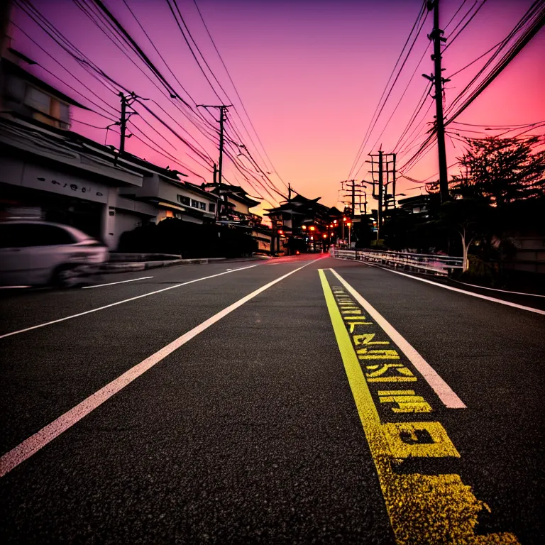 Image similar to close-up-photo JZX90 drift middle of street, sunset kanagawa prefecture, night, cinematic color, photorealistic, highly detailed,