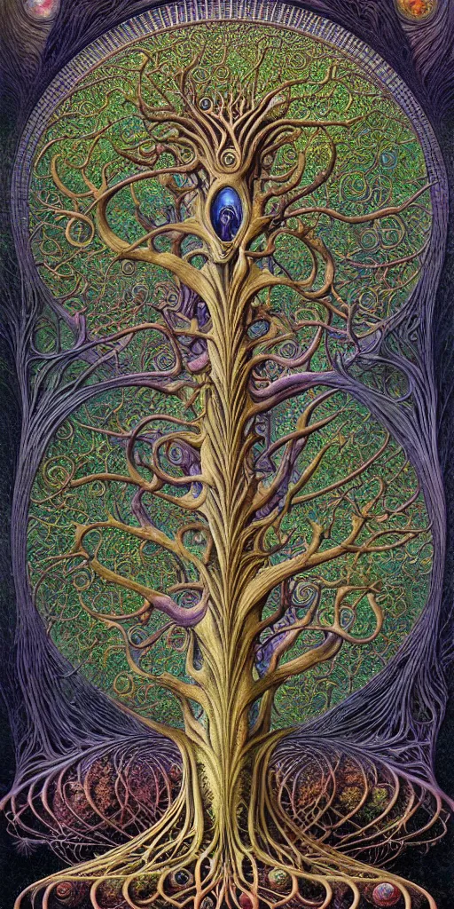 Image similar to tree of life by roger dean and andrew ferez, art forms of nature by ernst haeckel, divine chaos engine, symbolist, visionary, art nouveau, botanical fractal structures, organic, detailed, realistic, surreality