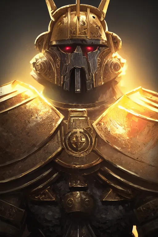 Image similar to armor portrait heros warhammer 4 0 k horus heresy fanart - the primarchs emperor by johannes helgeson animated with vfx concept artist & illustrator global illumination ray tracing hdr fanart arstation zbrush central hardmesh 8 k octane renderer comics stylized