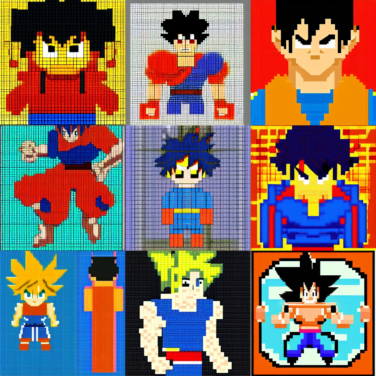 Prompt: pixel art goku