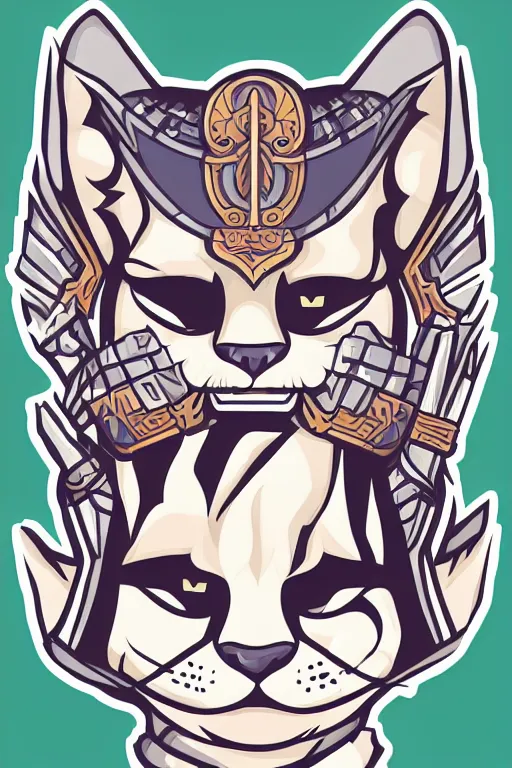 Image similar to A portrait of a kitten as evil warlord general, sticker, Anthropomorphized, portrait, highly detailed, colorful, illustration, smooth and clean vector curves, no jagged lines, vector art, smooth