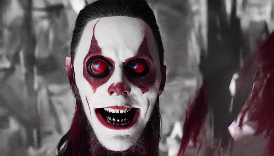 Image similar to Morbius played by Jared Leto, cinematic lighting, cinematography, film still