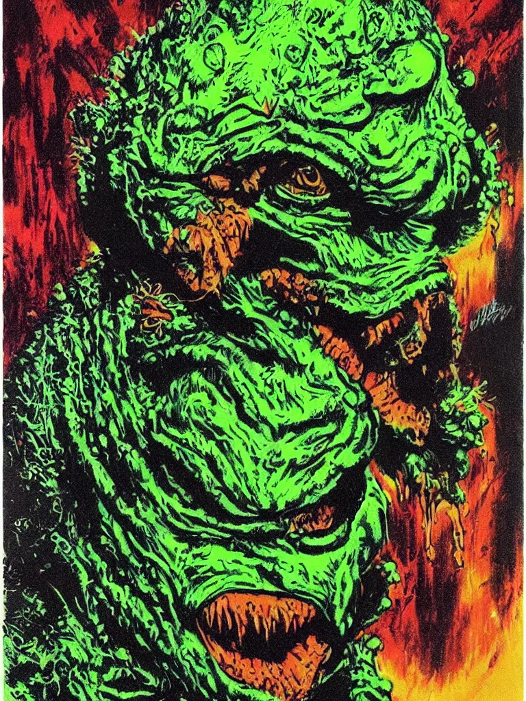 Image similar to the creature from the black lagoon painted by basil gogos, hyper detailed, ultra realistic, vintage, seventies, pulp style, saturated color