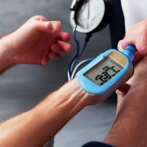Prompt: measuring a man's blood pressure