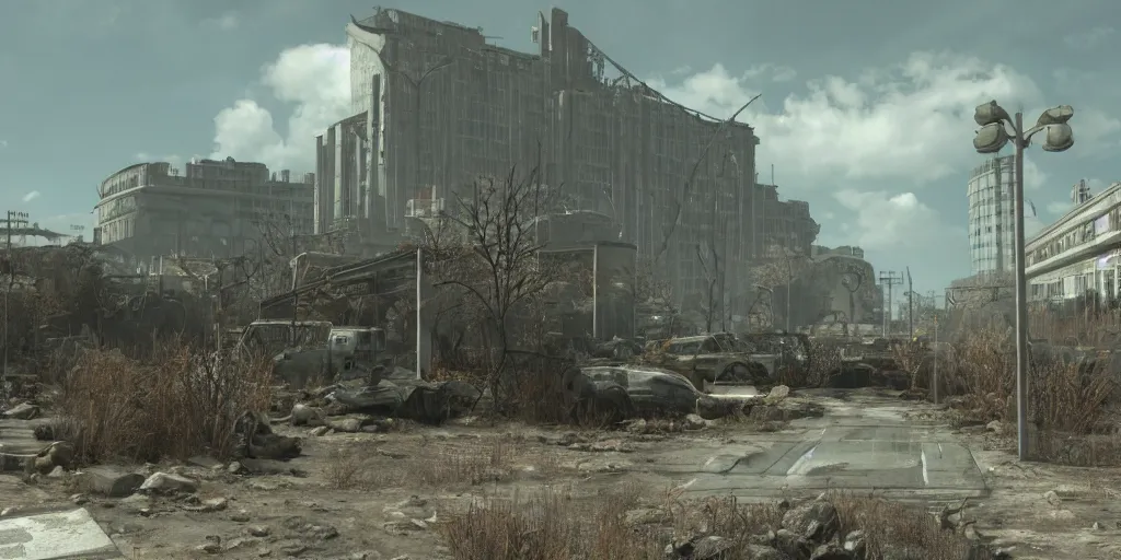 Prompt: fallout 3 concept art render in unreal 5