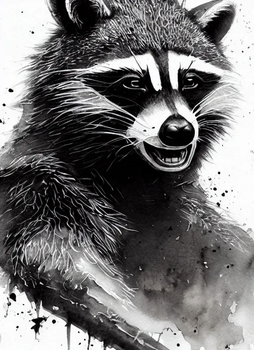 Image similar to portrait, raccoon barbarian, watercolor, dramatic lighting, cinematic, establishing shot, extremely high detail, foto realistic, cinematic lighting, pen and ink, intricate line drawings, by Yoshitaka Amano, Ruan Jia, Kentaro Miura, Artgerm, post processed, concept art, artstation, matte painting, style by eddie mendoza, raphael lacoste, alex ross