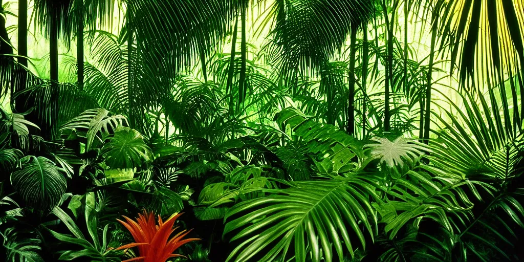 Image similar to lush tropical forest, against light, glare, bright details, contrasting, daylight, highly detailed, by dieter rams 1 9 9 0, national geographic magazine, reportage photo, natural colors