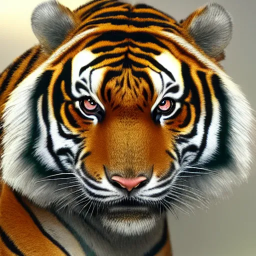 Image similar to A Therianthropy tiger, hyperdetailed, artstation, cgsociety, 8k