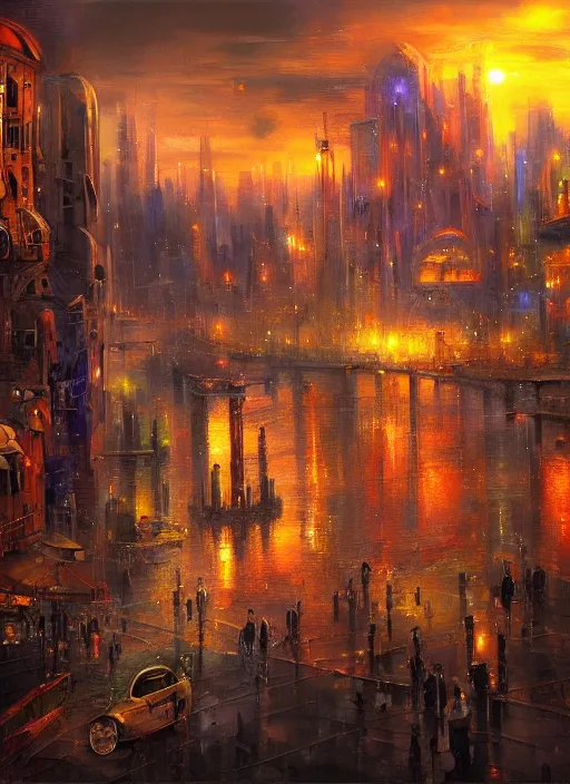 Image similar to ethereal starlit city of magic lost in time at sunset, italian futurism, art station, johan grenier, hd, digital painting