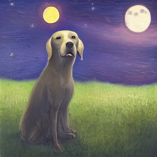 Prompt: dog under the moonlight