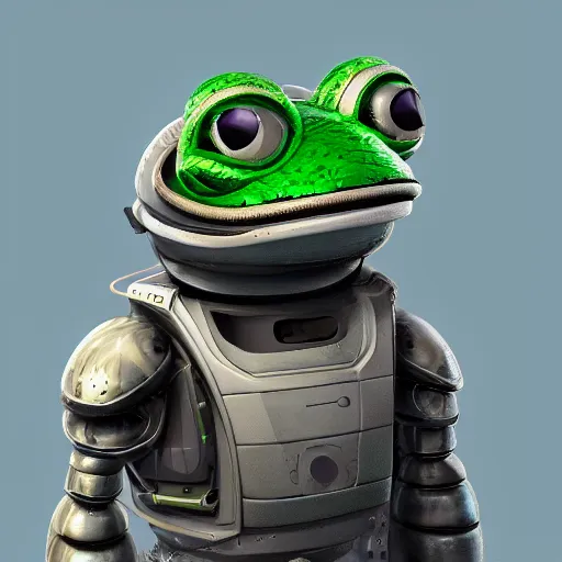 Image similar to futuristic pepe, artstation, anfas, 3 d, modern, hyper detailed, robot, programming