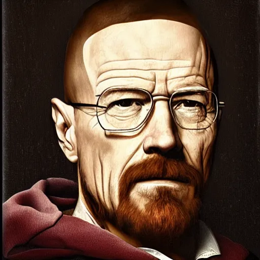 Prompt: renaissance portrait of walter white